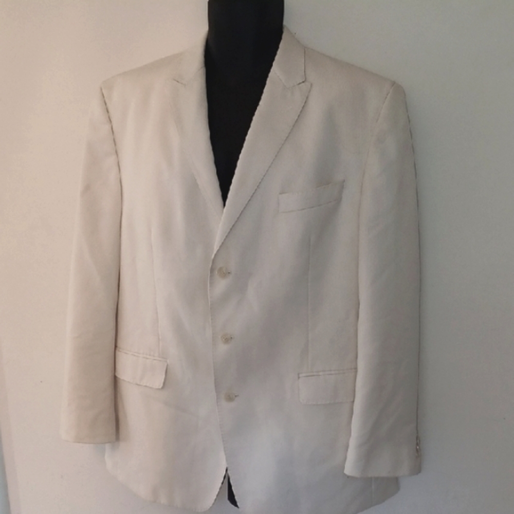 Sean John Cream Sport Coat Lightweight Tailored, 44R